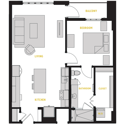 A3 Floor Plan at The Case Building Apartments in Deep Ellum, Dallas, Texas